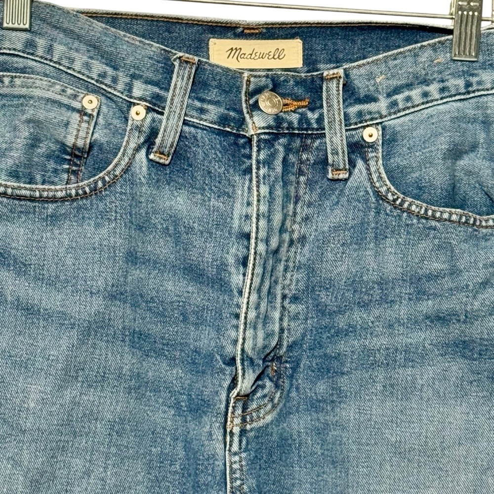 MADEWELL The Mom Jean High Rise Cut Off Frayed Hem Cotton Denim Shorts - Picture 4 of 12